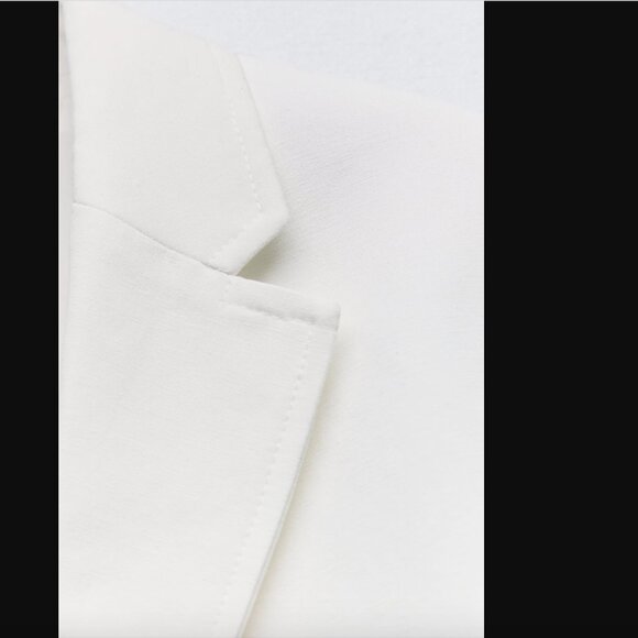 NWT ZARA BASIC CROP BLAZER ECRU - Picture 7 of 8